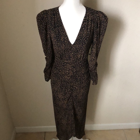 Astr Leopard Print Ruched Front Midi Dress - Picture 4 of 7